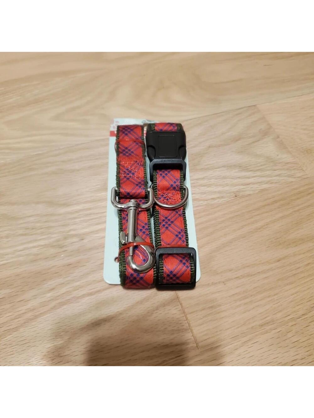 Plaid Dog Leash & Collar Set